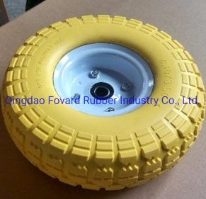 Fabrik Preis Multi Colours 4,10/3.50-4 PU Solid Foam Wheelbarrow Rad mit Stahlrahmen für Handwagen, Werkzeugwagen