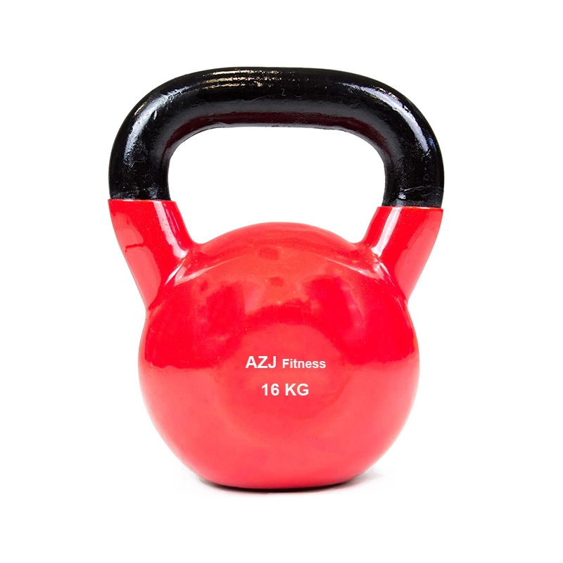 Equipo de ejercicio de alta calidad ecológica de colores personalizados en PVC Crossfit Kettlebell recubierto de vinilo de inmersión