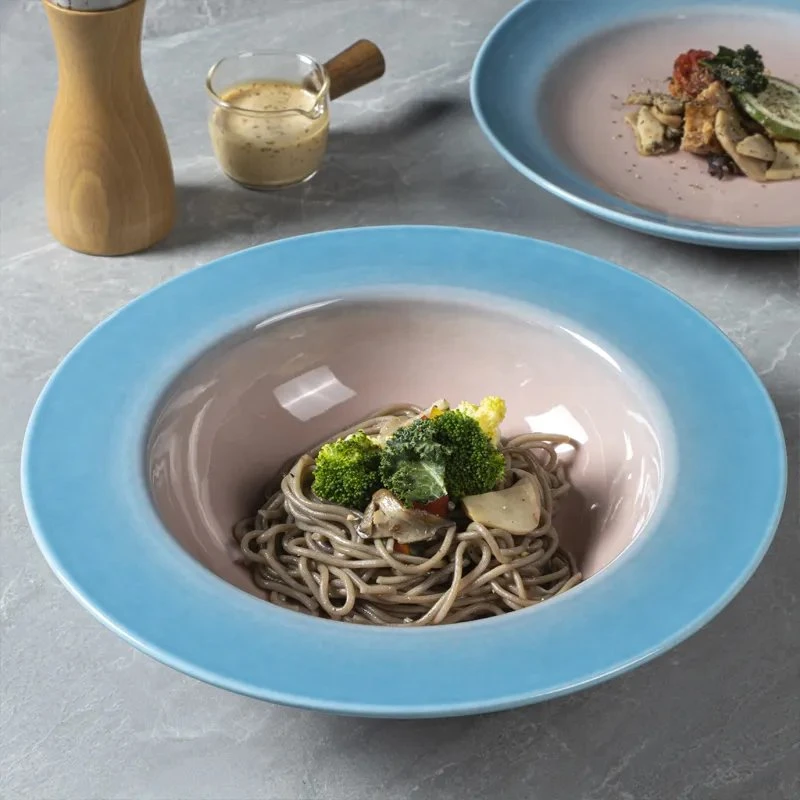 Customizable Nordic Ceramic Tableware Round Western Dinnerware Set for Hotel Restaurant Ceramic Dinner Plate