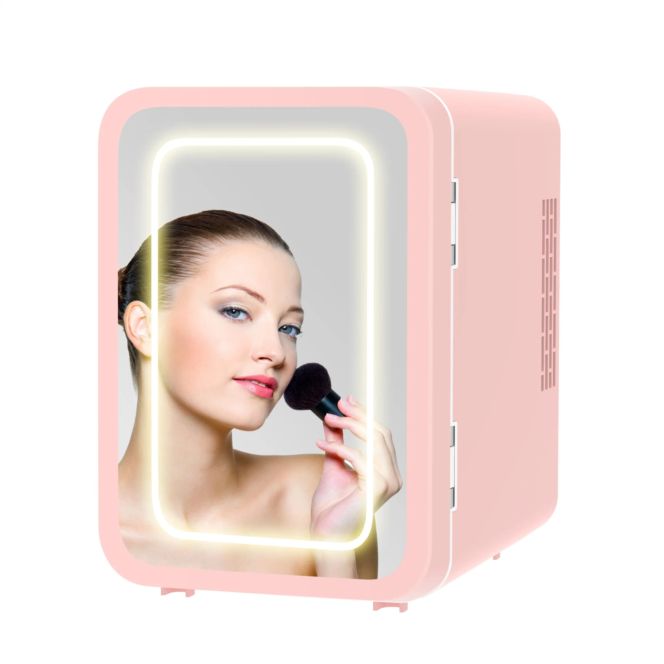 Réfrigérateur cosmétique mini avec miroir à LED pour soins de la peau et maquillage