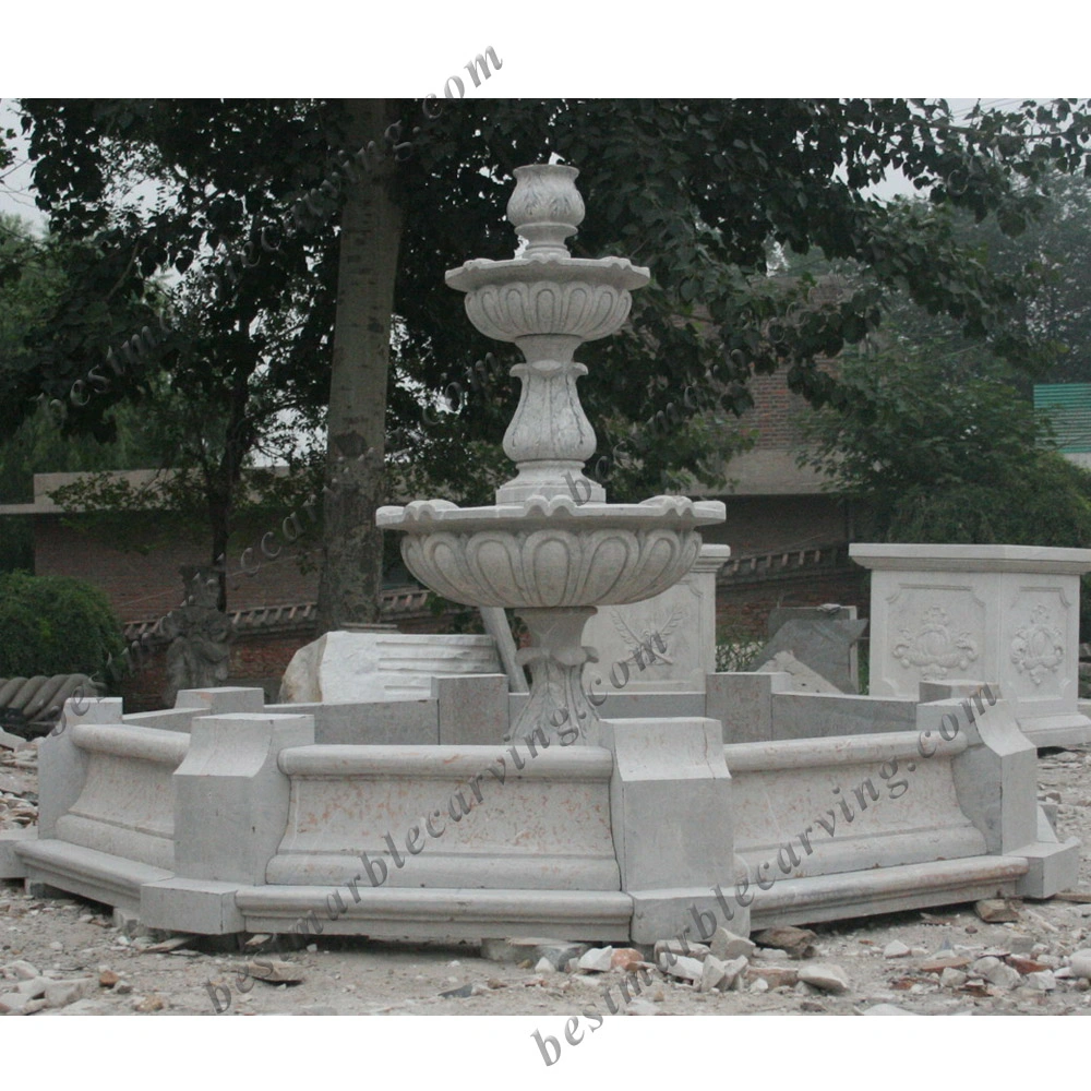 Outdoor Travertine Three Tier Bowl Basin Water Fountain