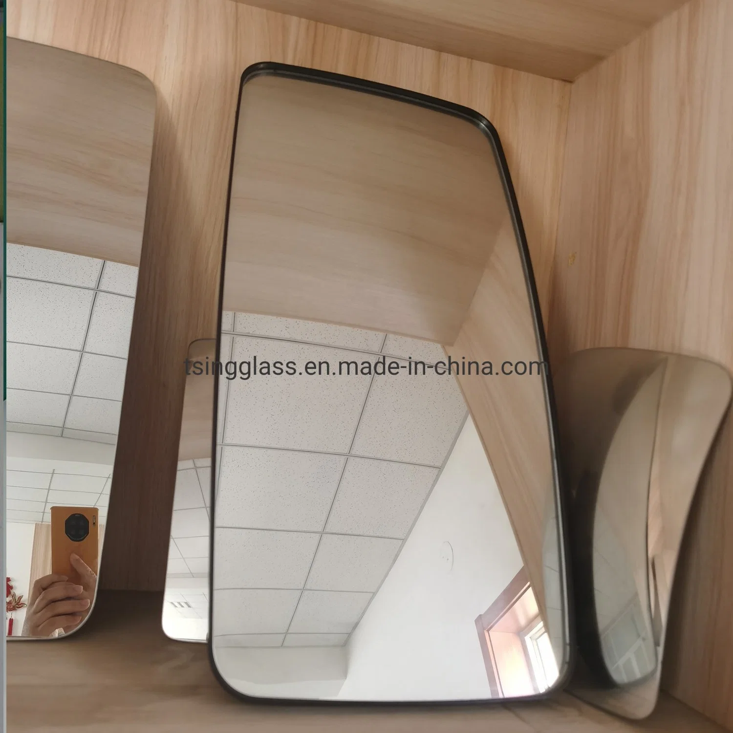 1.8mm 2mm 3mm R1200 305*407 203*305mm Tempered Float Glass Round Chrome Convex Concave Curved Bend Bending Bent Glass Car Auto Review Mirror Supplier