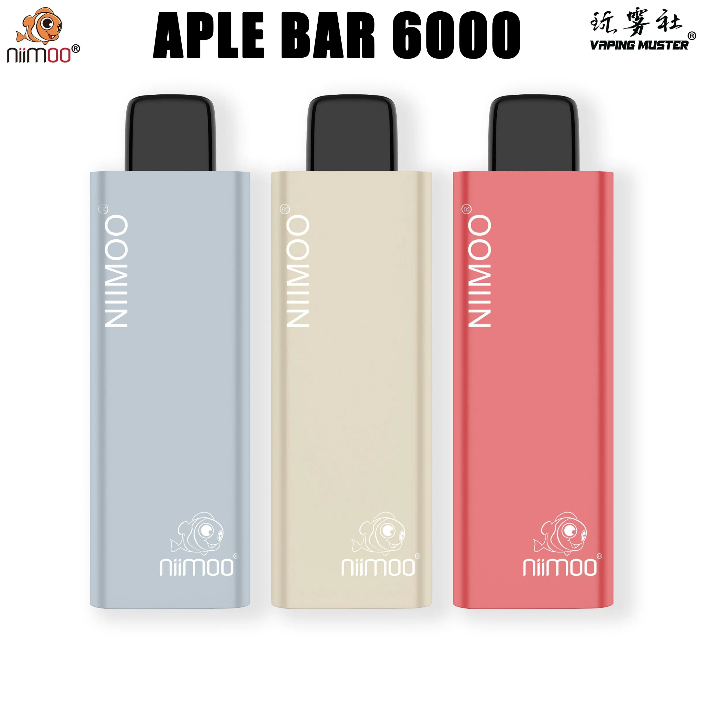 Niimoo Aple Bar 6000puffs Disposable/Chargeable Cigarette VAPE Pen con 500mAh Vaporizador de carga tipo C.