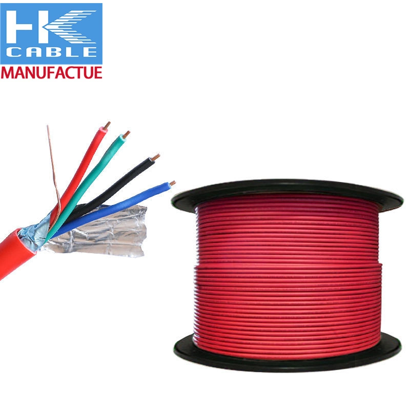 Feueralarmkabel, Volllitze, kupfergeschirmt, PVC, rot, 4c 4 Leiter UL-gelistete Sicherheitssysteme 18AWG 22AWG