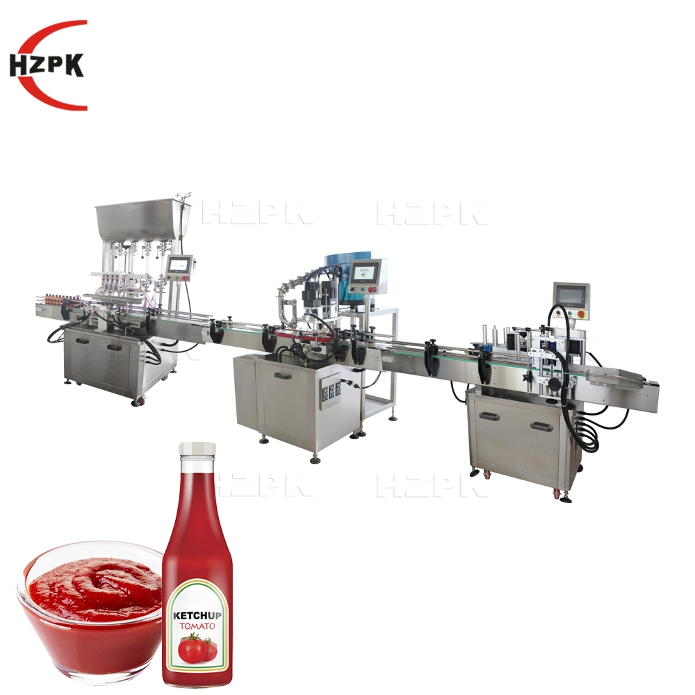 Machine automatique de remplissage et de bouchage de petites bouteilles de pâte de tomates Hzpk Chaîne de production