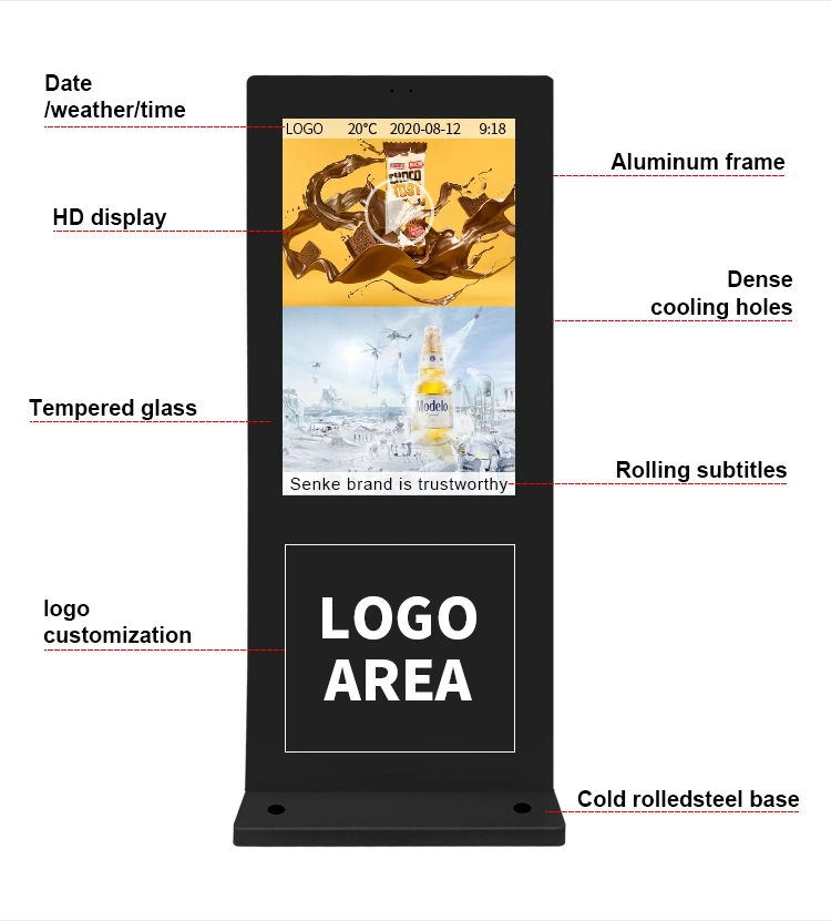 Professional Manufacturer 43 Inch Floor Standing Outdoor Digital Advertisement LCD Displayer Android Advertising Display Machine