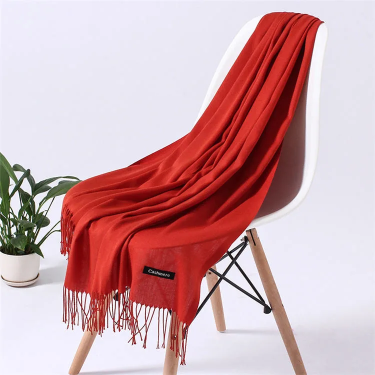 Promotional Custom Logo 200*70cm Pashmina Shawl Winter Cashmere Scarf