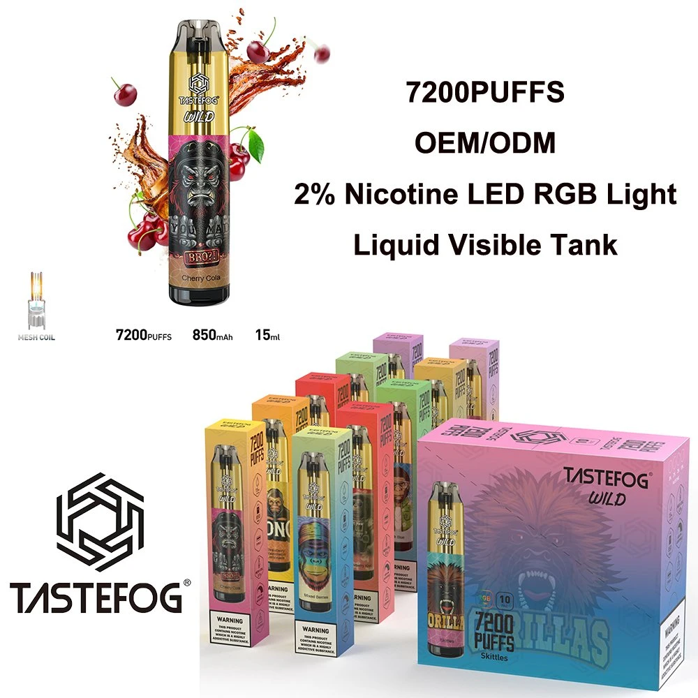 Tastefog Wild 7200 Puffs 100% original desechable VAPE Pen 15ml Prefilled vaciar tanque Ecig Atomizer Puff Bar