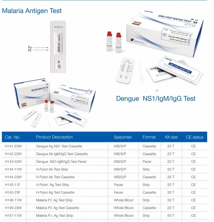 Hbeab/HBsAb/ Dengue Igm e Igg/NS1 Combo Cassette Prueba rápida tira de prueba