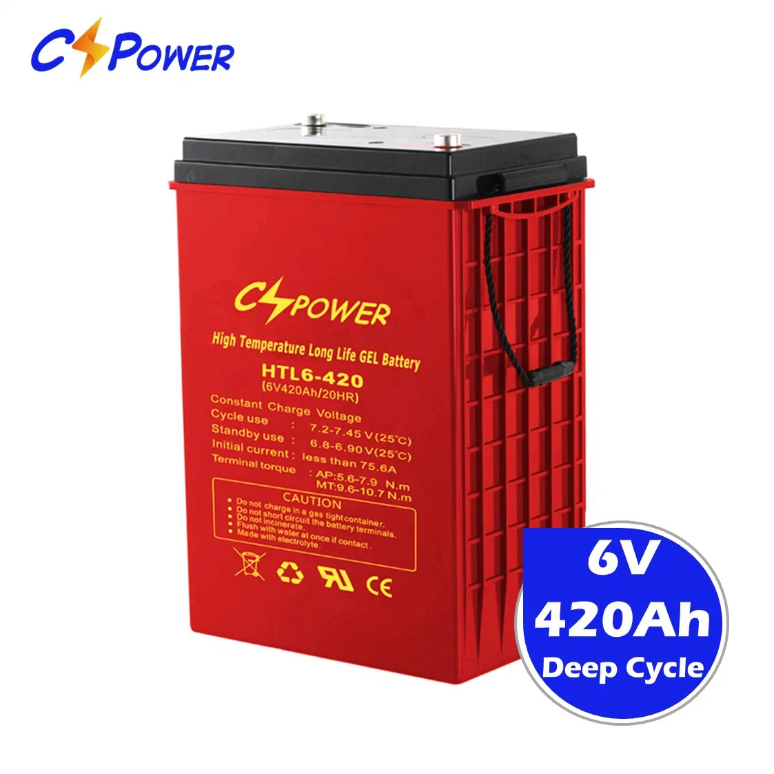 Cspower 6V/12V/24V 420ah Batterie au gel sans entretien haute température pour panneau solaire/chariot de golf/pompe à eau/bateau/convertisseur/outil électrique/voiture/Csc