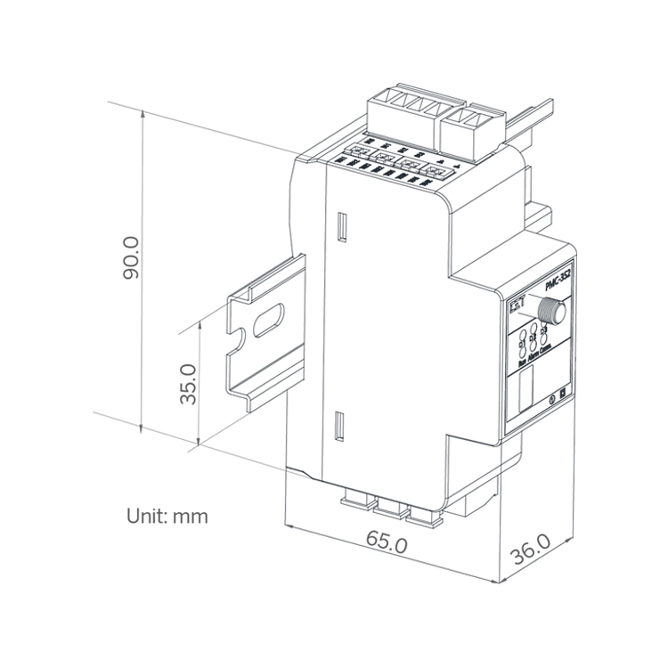 PMC-352-D DIN Rail Class 1 DC Wireless Multifunction Meter for Current Power Measurement with RS-485, I/O, Ir