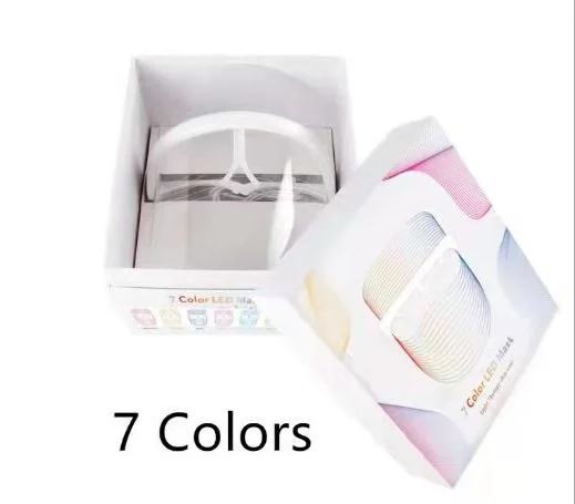 LED Gesichtsmaske 7 Farben Photon Licht Therapie Maske mit Hals Whitening Straffende Haut Falten Entfernung Verjüngung Beauty-Tool