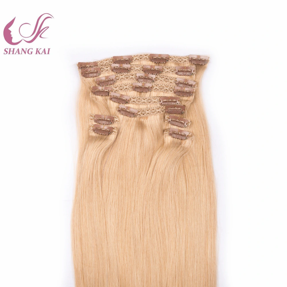 Rubia de alta calidad 120 g de Color de cabello brasileño Clip Hair Extension Clip de encaje en el cabello