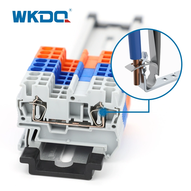 Anti Flaming St Spring Cage 4mm Electric DIN Rail Terminal Block