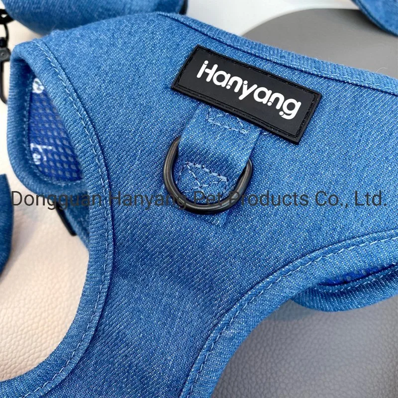 Hanyang New Design Hundegeschirr Hersteller Großhandel Haustier Blei Denim Hundegeschirr Custom Einstellbares Hundegeschirr-Set