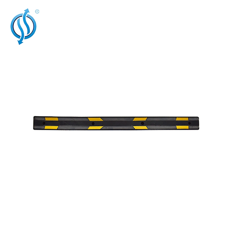 Black and Yellow Reflective High Vis Rubber Wheel Stops for Parking Lots and Road Safety