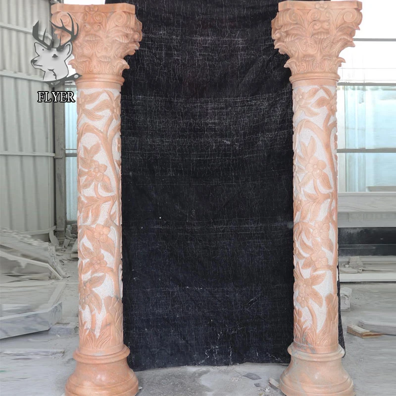 Mixed Color Marble Roman Columns Stone Carving House Pillars for Building Construction