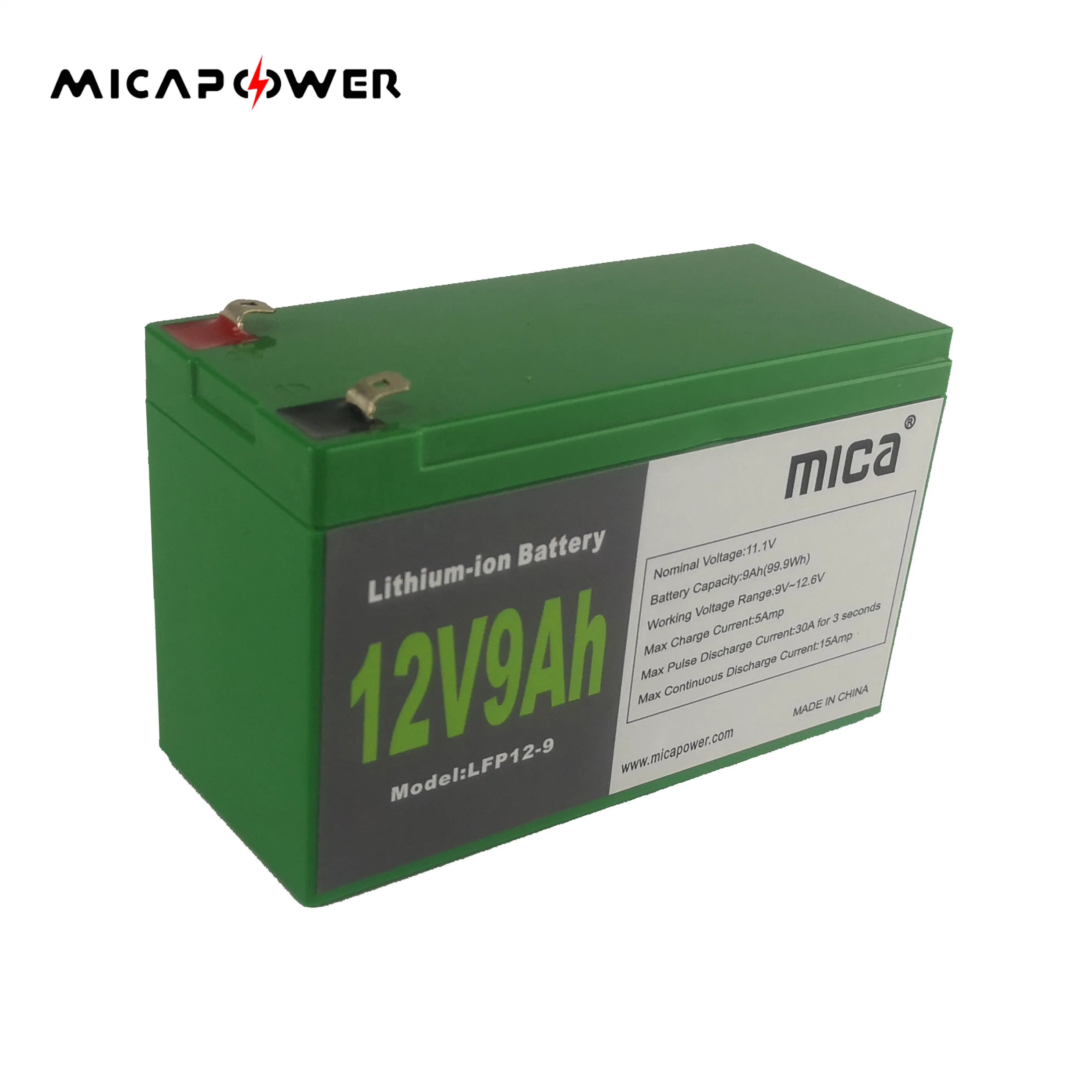 Mica 12V 9ah 1kwh Lead Acid Batteries Rechargeable Lithium Ion Battery