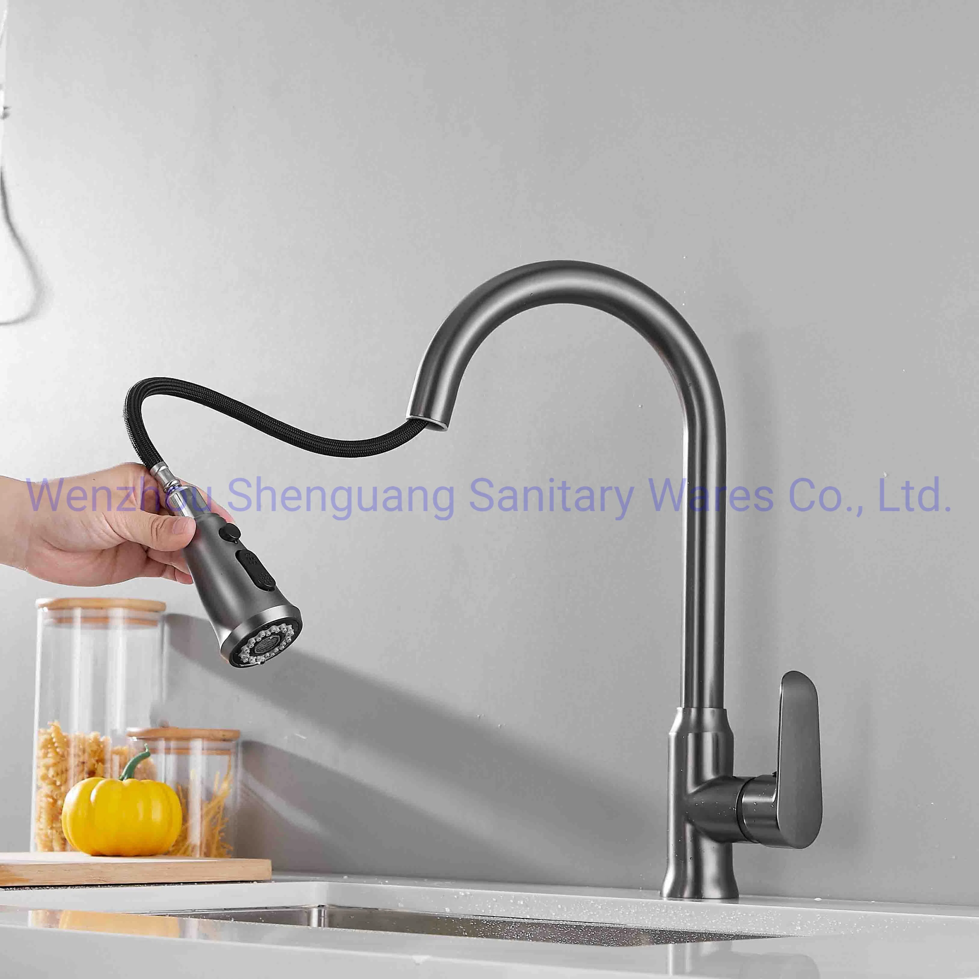 Huadiao Pullout Kitchen Faucet Kitchen Sink Tap Flexible Gray Kitchen Faucet