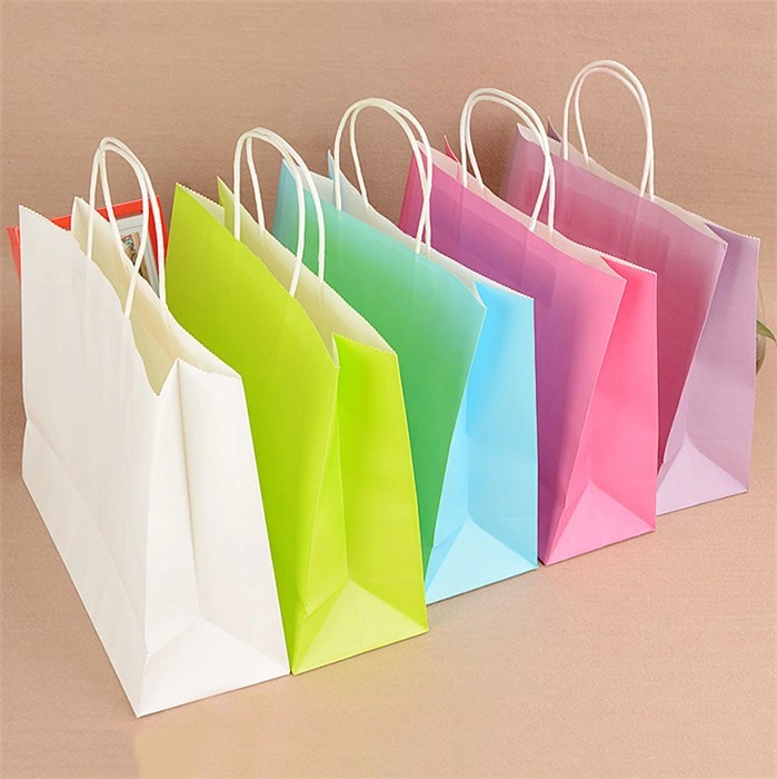 Customized Food Shopping Grocery Carry Retail Kraft Paper Bags with Twisted Handle