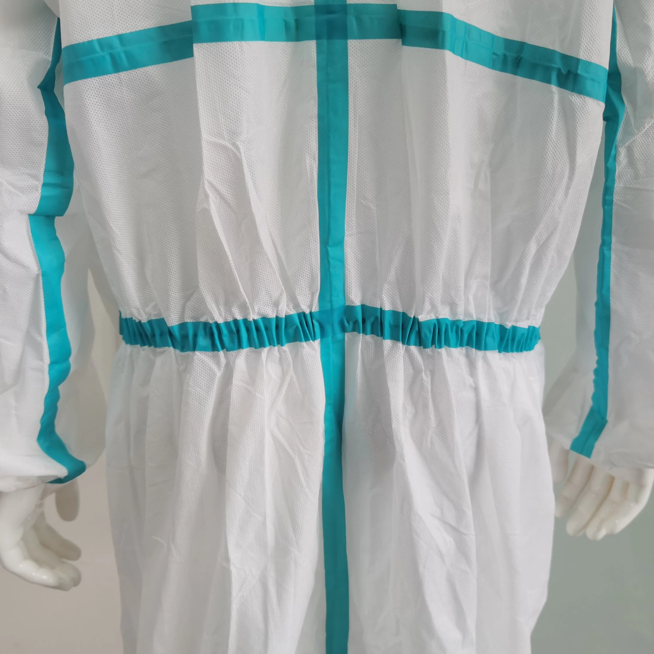 CE En14126 Lightweight SMS Disposable Protective Coverall with Taped Seam Seal