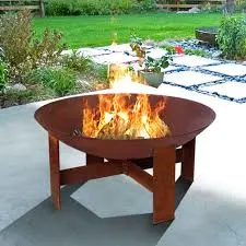 Rustic or Steel Color Fire Pit Bowl with Stand