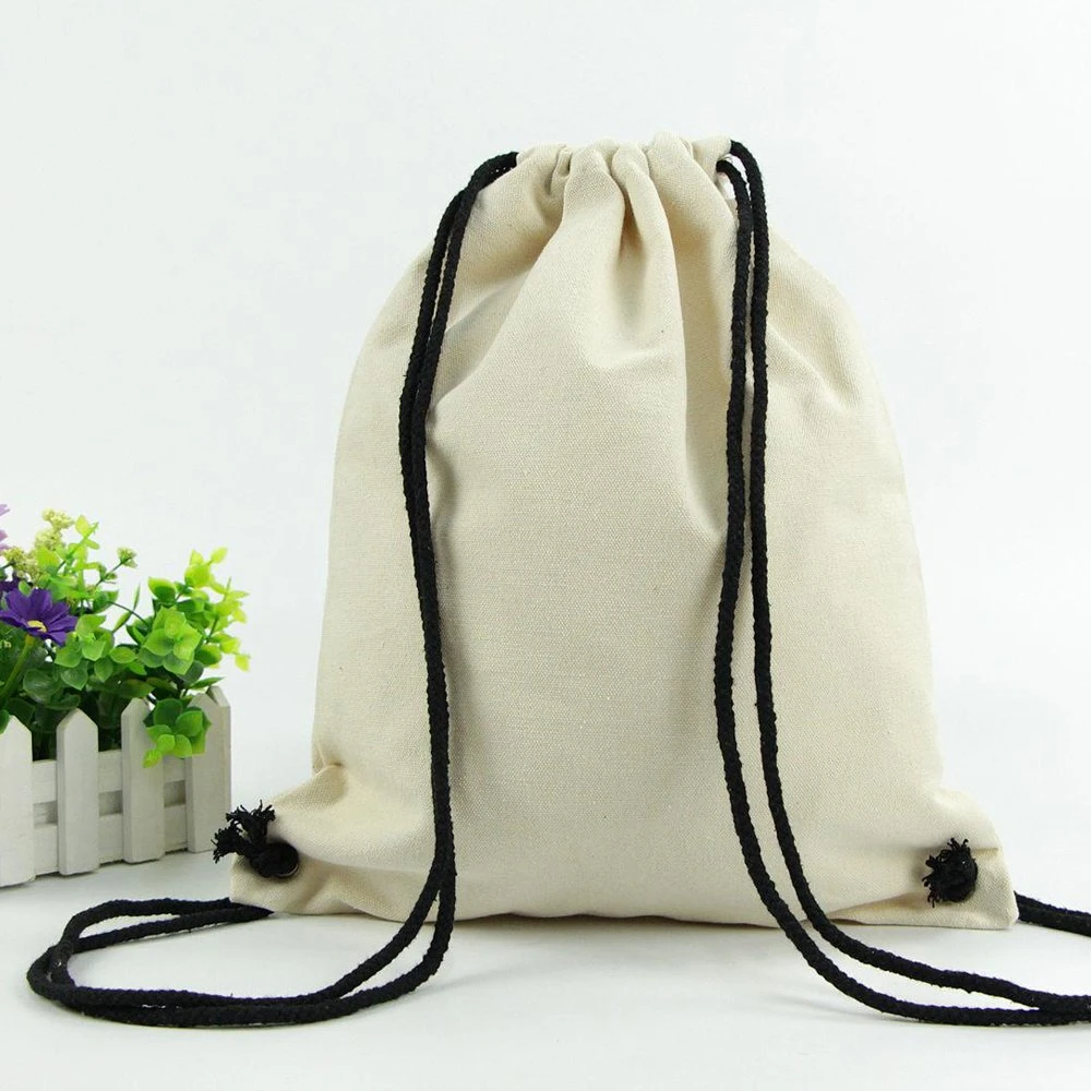 Qingdao Factory Gots Oeko-Tex 100 Heat Transfer Different Gram Weight Free Design Long and Short Handle Organic Cotton Cancavs Pouch/Double Drawstring Bag for S