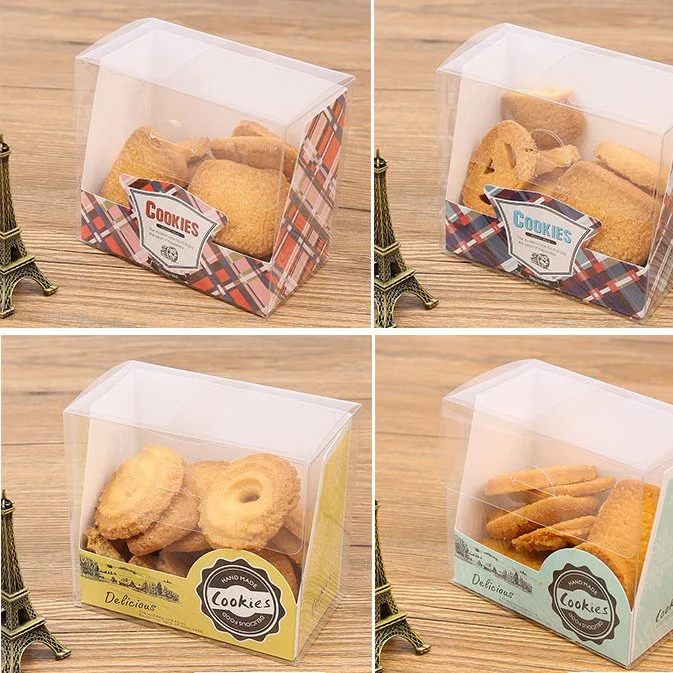 PET folded plastic box with paper card for bakery