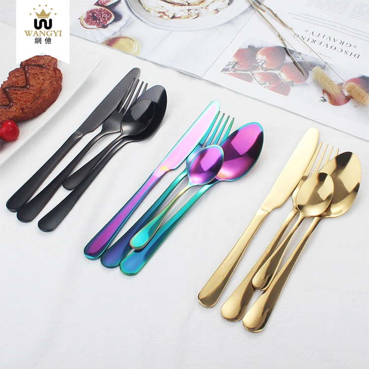 Wholesale/Supplier Custom Logo Stainless Steel Cutlery Set Knife Fork and Spoon Silver Four-Piece Set