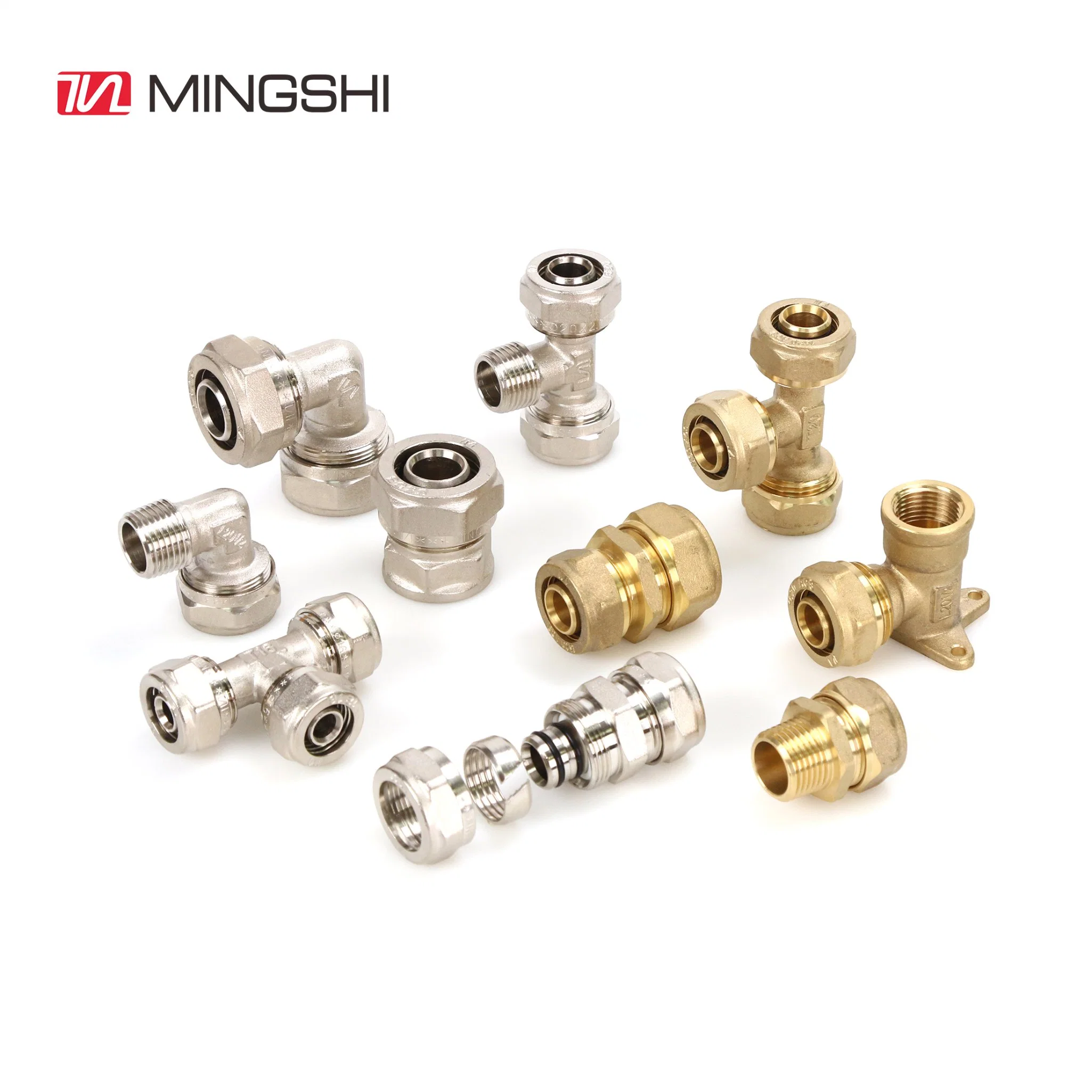 Plumbing Nickel Plated Brass Compression Fitting for Multilayer Pex-Al-Pex Water and Gas Pipe-Reduce Tee