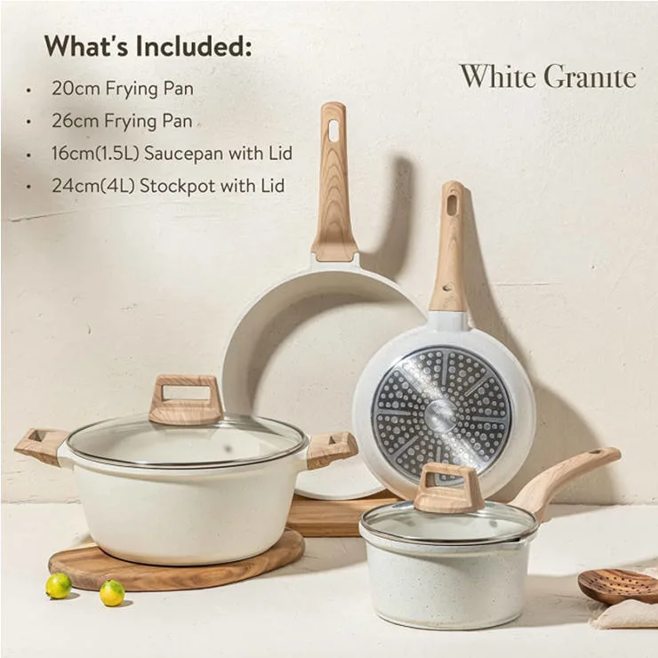 En granit blanc Nonstick Pots et casseroles vaisselle Set Set de cuisine