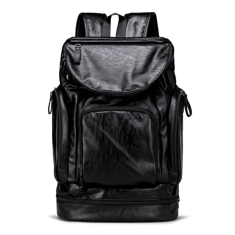 Large-Capacity Travel Bag PU Leather Business Men's Computer Backpack Waterproof School Bag