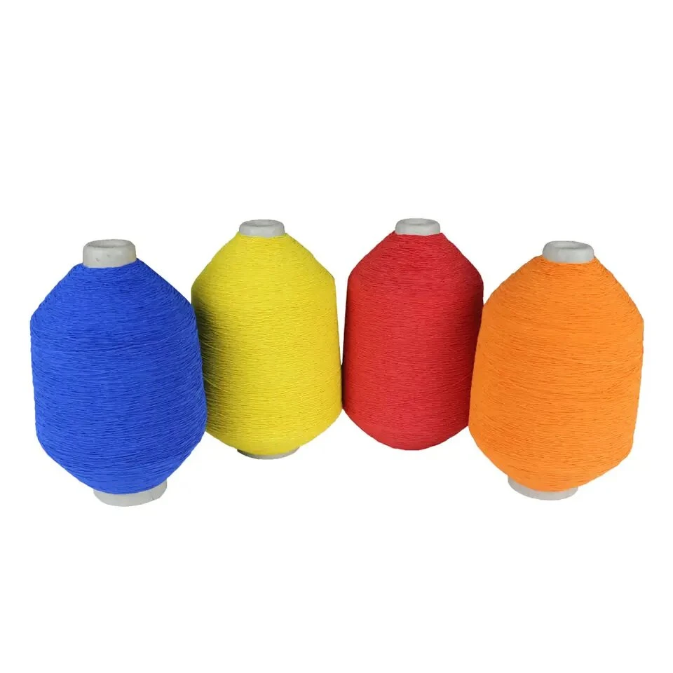 Fashion Polyester Knitting Yarn; Spandex/ Lycra Polyester Double Rubber Cover Yarn