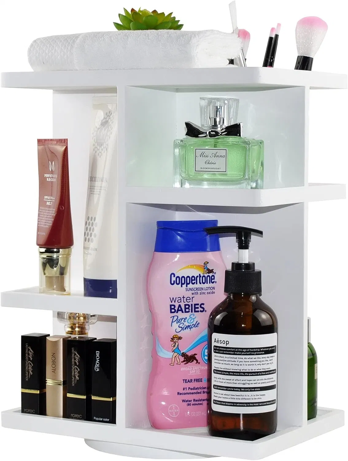 Wooden Office Stationery Desktop Makeup Cosmetics Toiletries Vanity Desk Bedroom Closet Storage Shelf