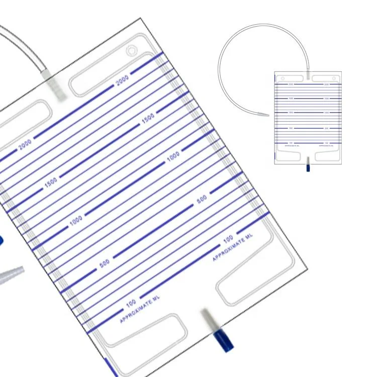 Sac de drainage urinaire portable à usage unique pour adulte en plastique médical