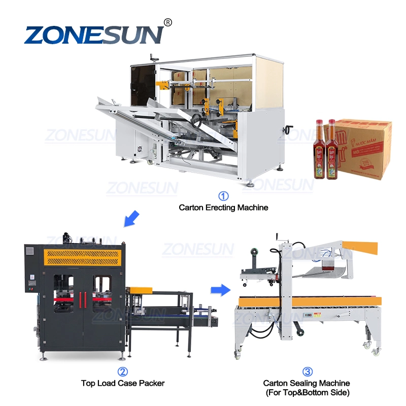 Zonesun botella de bebida automática Caser Packer línea de embalaje de cartón