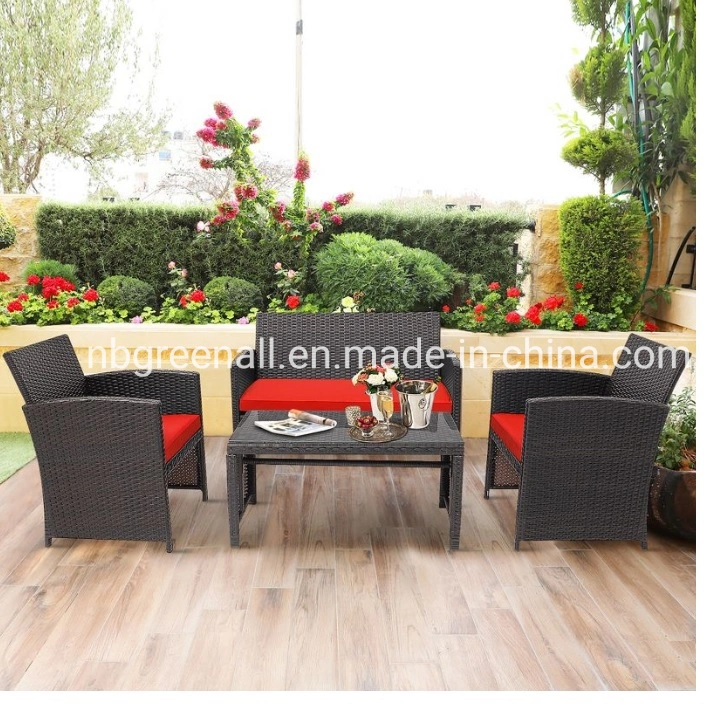 4pcs Ocio Hotel Jardín de aluminio caliente Sofá mimbre muebles de patio al aire libre Home