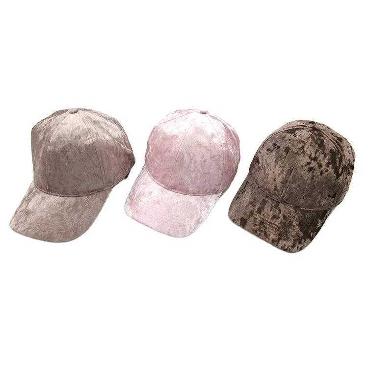 Wholesale Classic Blank Custom Solid Color Velvet Elastic Baseball Cap for Women