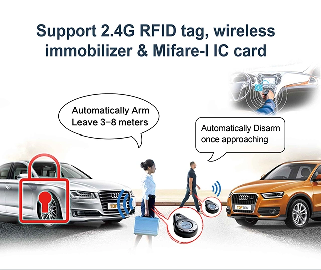 7/24 carro alarme rastreamento RFID imobilizador de motor de fechadura Sirena Rastreador GPS para carro (DI)