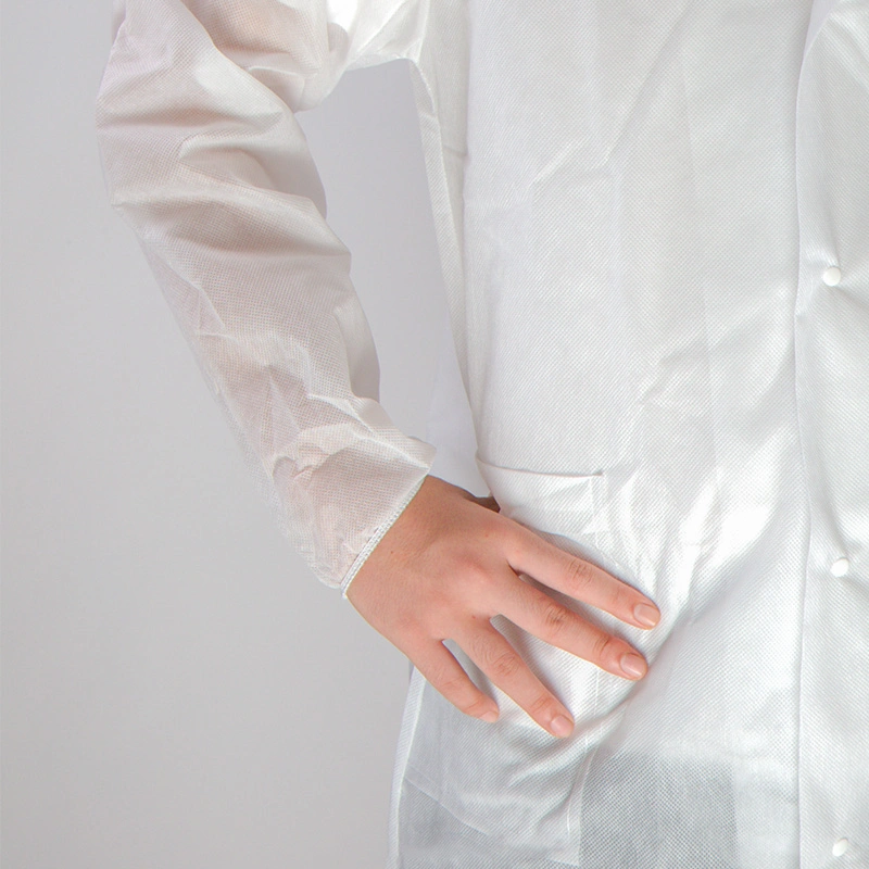 High quality/High cost performance Cheap PP Nonwoven Industrial Workwear Long Coat Dust Proof Safety Protective Disposable Lab Coat