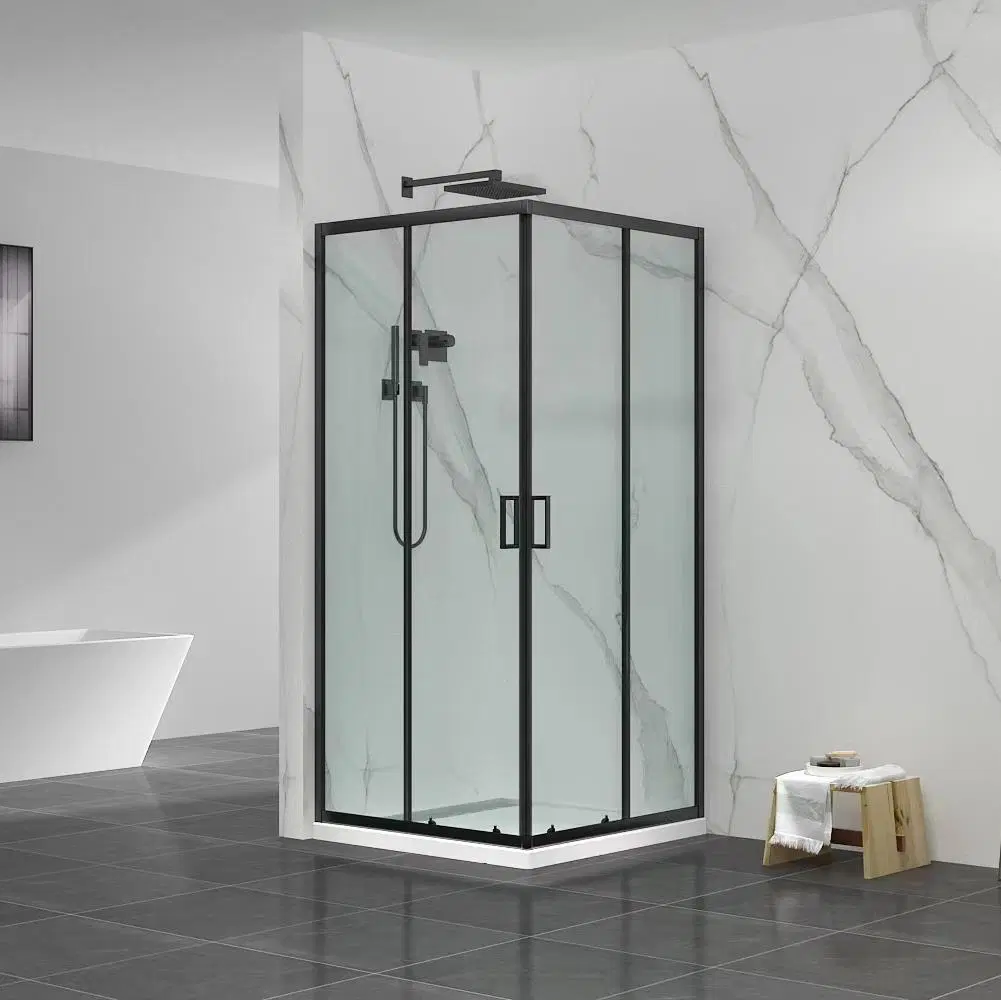 Bathroom 32 Inch Sliding Glass Door Corner Shower Room Square Shower Enclosure Black Shower Cabin