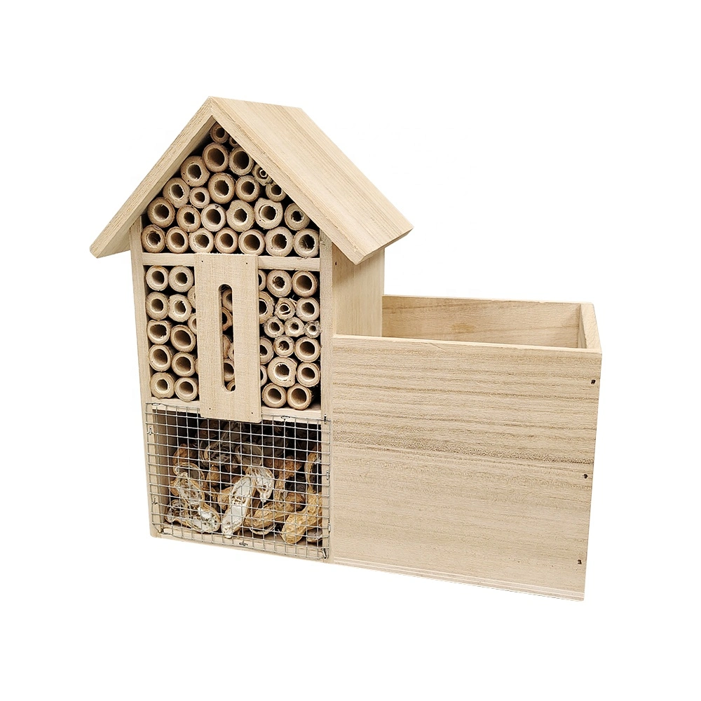 Natural Wooden Garden Beneficial Bug Bee Cage Insect Hotel Mason Bee House