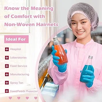 Disposable Bouffant Caps, Hair Net, Elastic Breathable, Dust Cap for Food Service