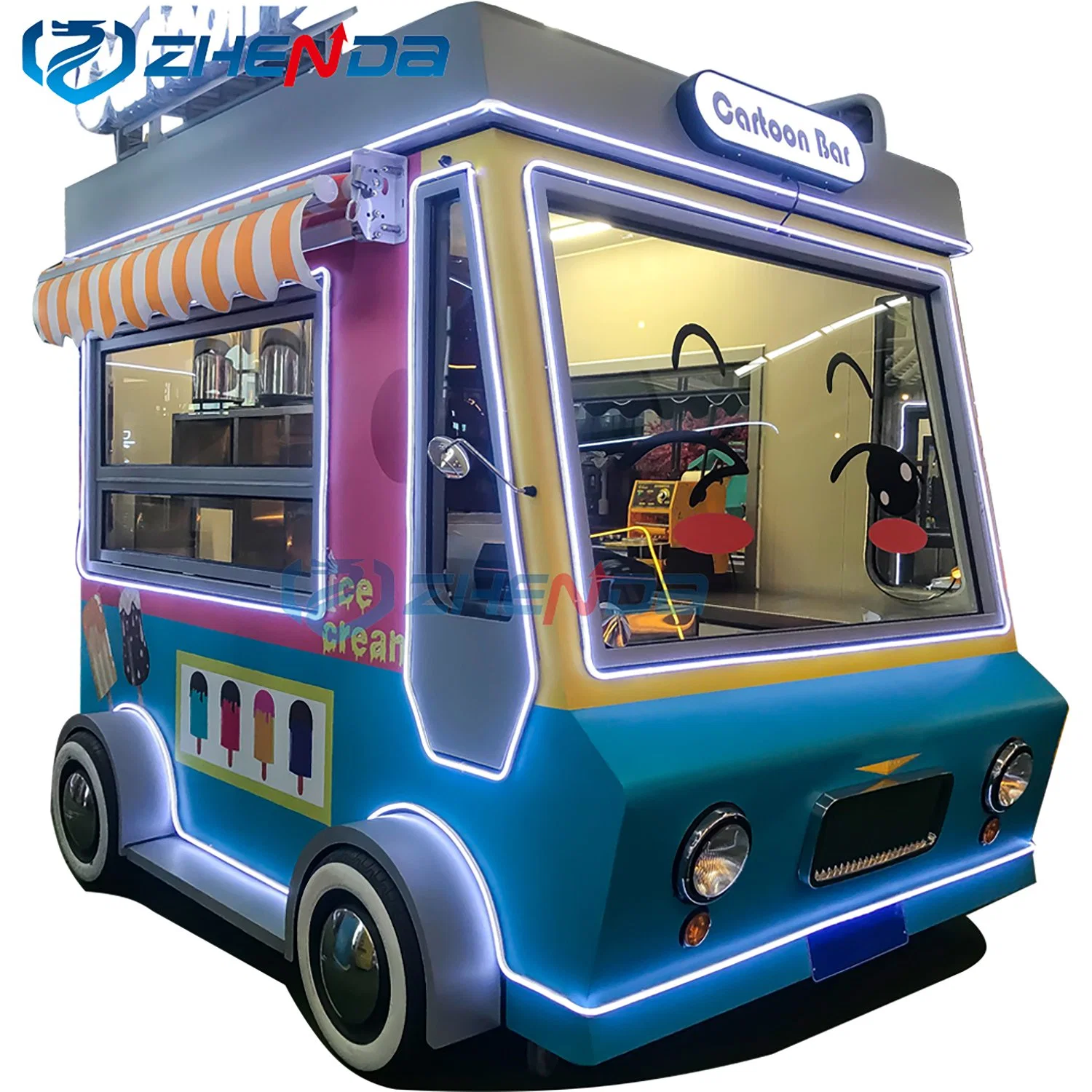 Pink Mini Mobile Saft Bar Küche Elektro-Anhänger Lebensmittel-Warenkorb Kleiner Restaurantbus