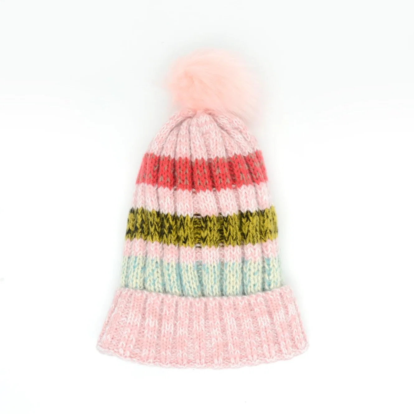 Venta caliente Striped Pom Pom Beanie gorros de invierno