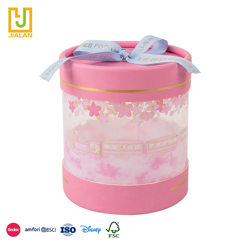 Factory Direct Price Custom Pattern Transparent Plastic Preserved Bouquet Flower Packaging Round Gift Boxes