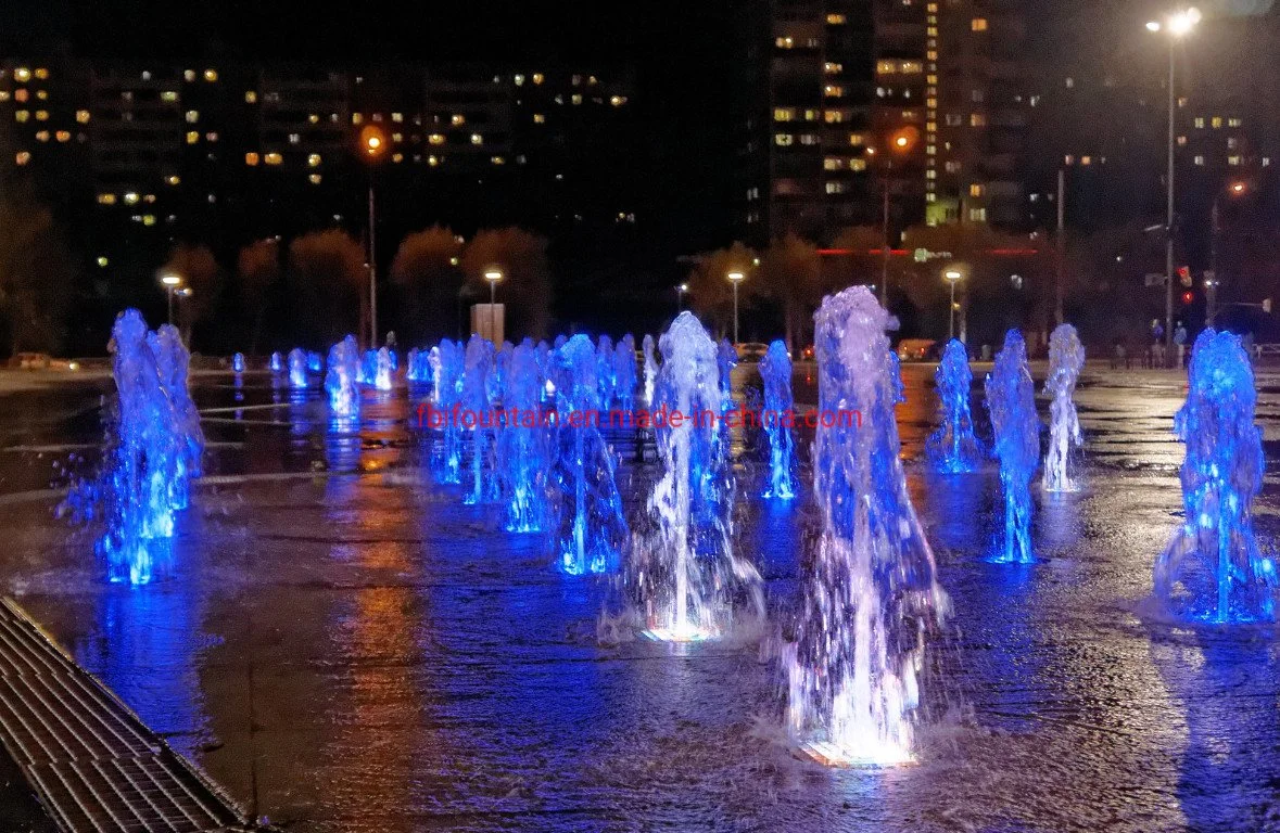 Lumières colorées allumé et éteint les fontaines programmées