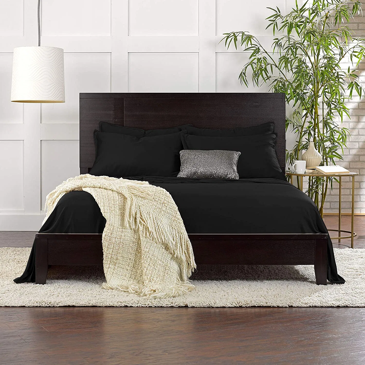 Home Bedclothes Lençol material 100% de tecido de algodão preto e branco lençóis de cama de algodão definidos