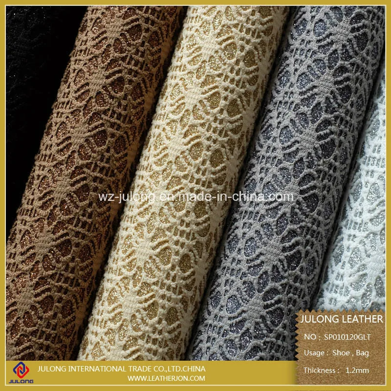 Bolsa de microfibra sintética Glitter Flor Zapata de la tapicería de cuero artificial sintético