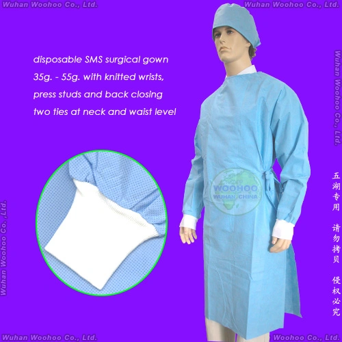 Medical Waterproof/Plastic CPE/Poly/PE/Scrub/Operation/PP/SMS Nonwoven Disposable Protective Isolation Surgical Gown for Doctor/Surgeon/Patient/Visitor/Hospital